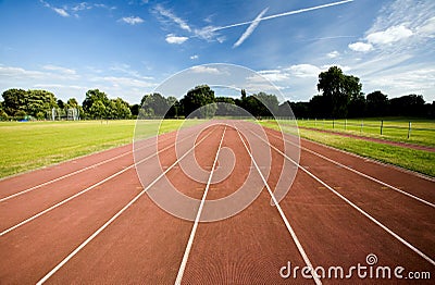 Athletics running track Stock Photo