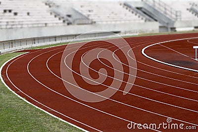 Athletics Stadium Running track curve At Sport Stadium Stock Photo