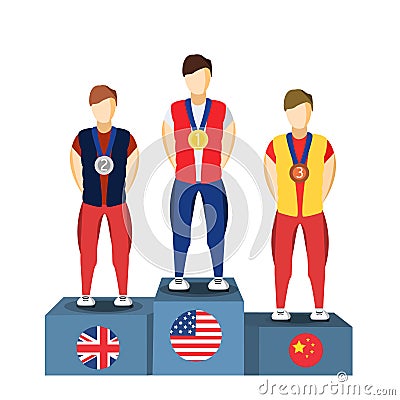 Athletics Winner Podium Athletes. Sports Image. Brazil Summer Games Athlete . olympics Brasil 2016 Icon. Stock Photo