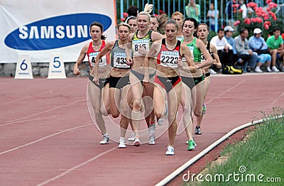 Athlets compete in 5000 meters race Editorial Stock Photo