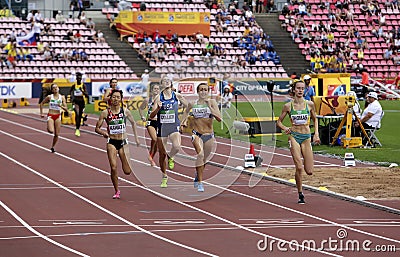 : Athlets on the 800 METRES semi-final at the IAAF World U20 Championships in Tampere, Finland on July Editorial Stock Photo