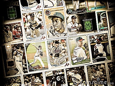 Atlanta Braves baseball trading card collage Editorial Stock Photo