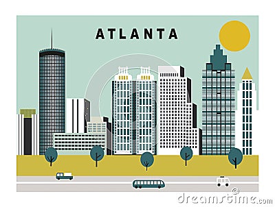 Atlanta city in Georgia USA. Vector Illustration