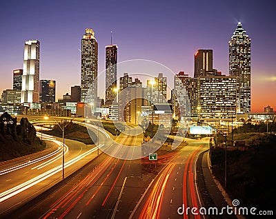 Atlanta city skyline at dusk. Stock Photo