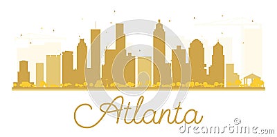 Atlanta City skyline golden silhouette. Cartoon Illustration