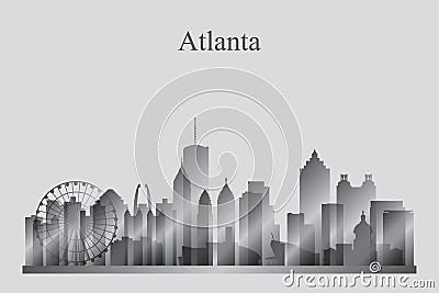 Atlanta city skyline silhouette in grayscale Vector Illustration