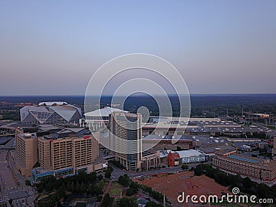 Mercedes-Benz Stadium and buildings from above Editorial Stock Photo