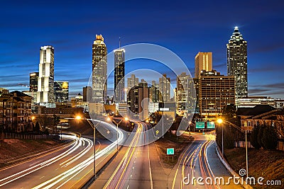 Atlanta downtown skyline during twilight Stock Photo