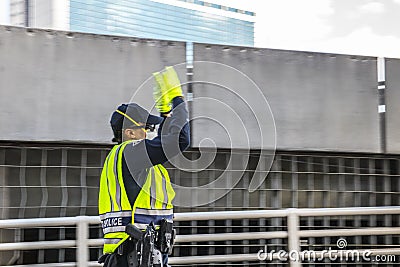 Atlanta Police officer wearing a face mask during George Floyd protests Editorial Stock Photo