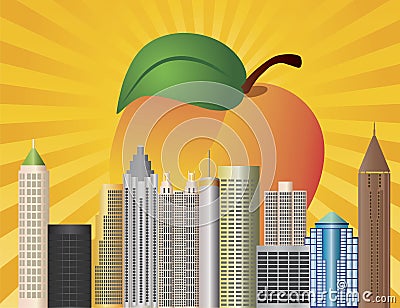 Atlanta Georgia City Skyline with Peach Vector Illustration