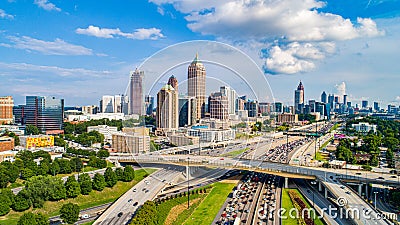 Atlanta Georgia GA Drone Skyline Aerial Stock Photo