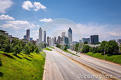 The Atlanta skyline from the Jackson Street Bridge Stock Photo