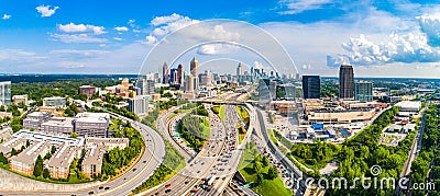 Atlanta, Georgia, USA Downtown Skyline Aerial Panorama Stock Photo