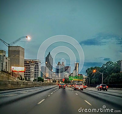 Atlanta on a lonely spring Evening, glowing cityscape full of possibilities Editorial Stock Photo