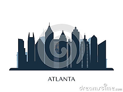 Atlanta skyline, monochrome silhouette Vector Illustration