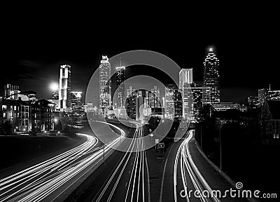 Atlanta skyline at night, high contrast Stock Photo