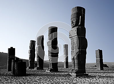 Atlantes of Tula archaeological zone Editorial Stock Photo