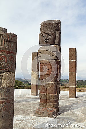 Atlantes toltecas in Tula hidalgo, mexico XII Stock Photo