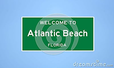 Atlantic Beach, Florida city limit sign. Town sign from the USA Stock Photo