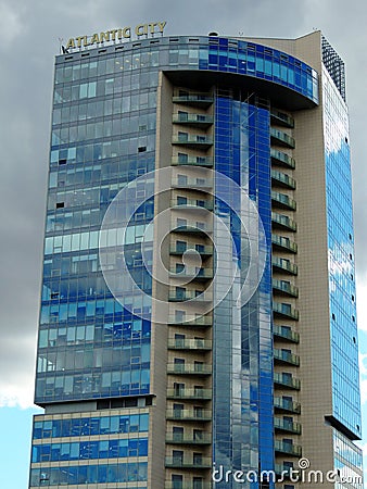 The Atlantic City building in St. Petersburg. Modern architecture of buildings in the historical city of Russia Editorial Stock Photo
