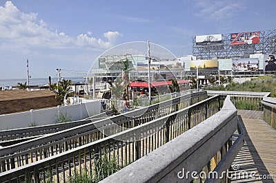 Atlantic City,New Jersey, 3rd July: The Beach Wooden Walkway in Atlantic City resort from New Jersey USA Editorial Stock Photo