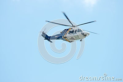 ATLANTIC CITY, NJ - AUGUST 17: NJ State Police Trooper Helicopter at Annual Atlantic City Air Show on August 17, 2016 Editorial Stock Photo