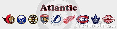 Atlantic Division. Boston Bruins, Buffalo Sabres, Detroit Red Wings, Florida Panthers, Montral Canadiens, Ottawa Senators, Tampa Vector Illustration