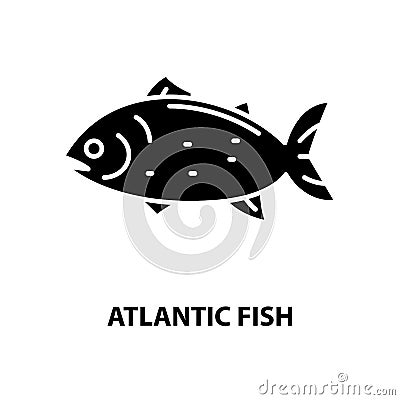 atlantic fish icon, black vector sign with editable strokes, concept illustration Cartoon Illustration