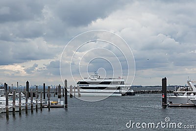 Atlantic Highlands Marina with Sea Streak Ferry Editorial Stock Photo