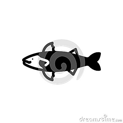 Black solid icon for Atlantic, fish and aquatic Vector Illustration