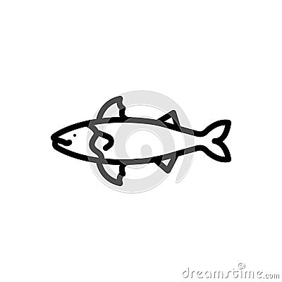 Black line icon for Atlantic, fish and aquatic Vector Illustration