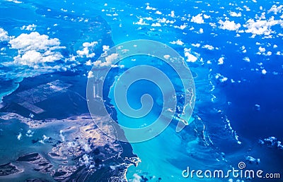 Atlantic Ocean. Bermuda Triangle - Bahamas, top view Stock Photo