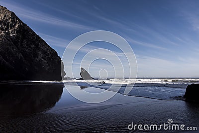 Atlantic ocean coastline on Adraga Beach Stock Photo