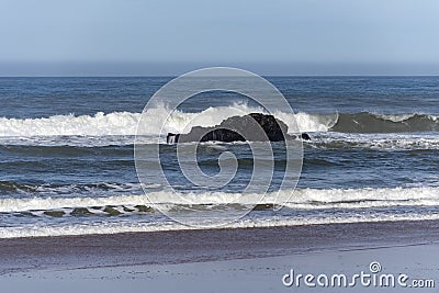 Atlantic ocean coastline on Adraga Beach Stock Photo