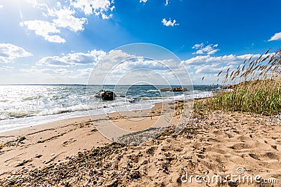 Atlantic Ocean in Lighthouse Point Park in New Haven Connecticut Stock Photo