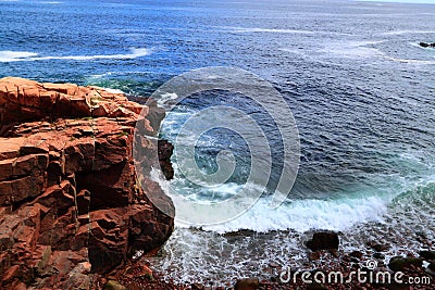 Atlantic Ocean Rock Maine Stock Photo