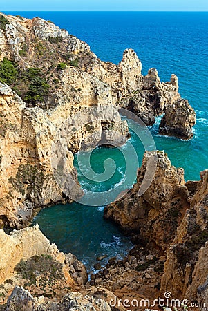 Atlantic rocky coastline (Ponta da Piedade, Lagos, Algarve, Port Stock Photo