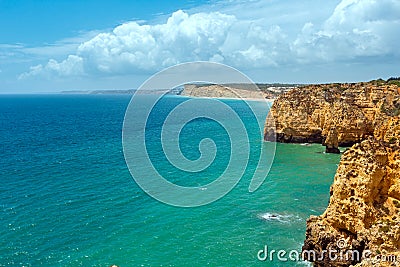 Atlantic rocky coastline (Ponta da Piedade, Lagos, Algarve, Port Stock Photo