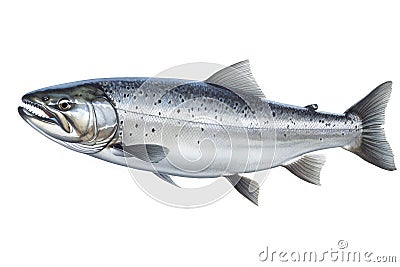 Atlantic salmon, digital illustration artwork, animals, marine life Cartoon Illustration