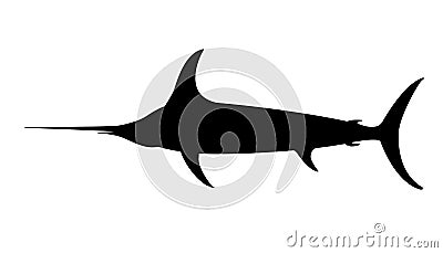 Atlantic swordfish,vector illustration , black silhouette Vector Illustration