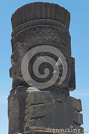 Atlantis Head in Tula Mexico Stock Photo