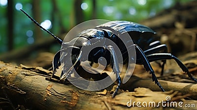 Atlas beetle (Scientific name Chalcosoma atlas) , famous exotic pets. generative ai Stock Photo
