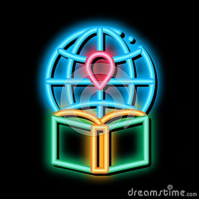 Atlas Geographic Map Book neon glow icon illustration Vector Illustration