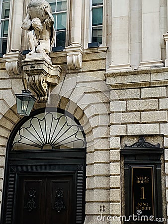 Atlas house in London is a grade two building near the Bank of England in the city Editorial Stock Photo