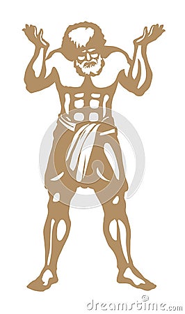 Atlas keeps the earth on their shoulders. Vector drawing silhouette Vector Illustration