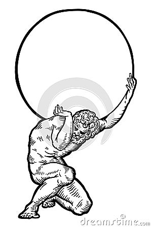 Atlas keeps the earth on their shoulders Vector Illustration