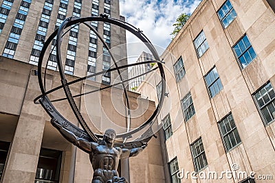 Atlas statue at Fifth Avenue in midtown New York City Editorial Stock Photo