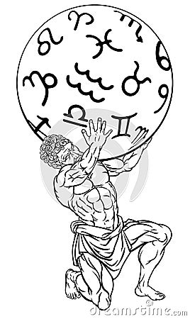 Atlas Titan Holding Heavens Mythology Illustration Vector Illustration