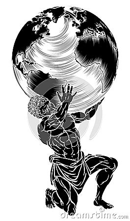 Atlas Titan Holding Globe Vector Illustration