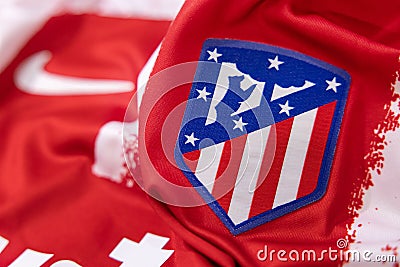 Atletico Madrid Football Club Crest on the Jersey Editorial Stock Photo